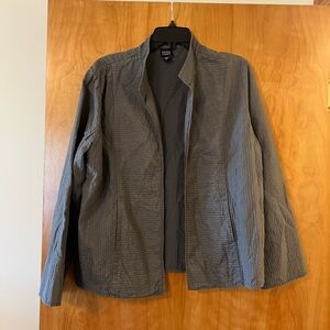 Eileen Fisher Open Front Top Jacket Layering Piece Silk Crinkle Texture Large